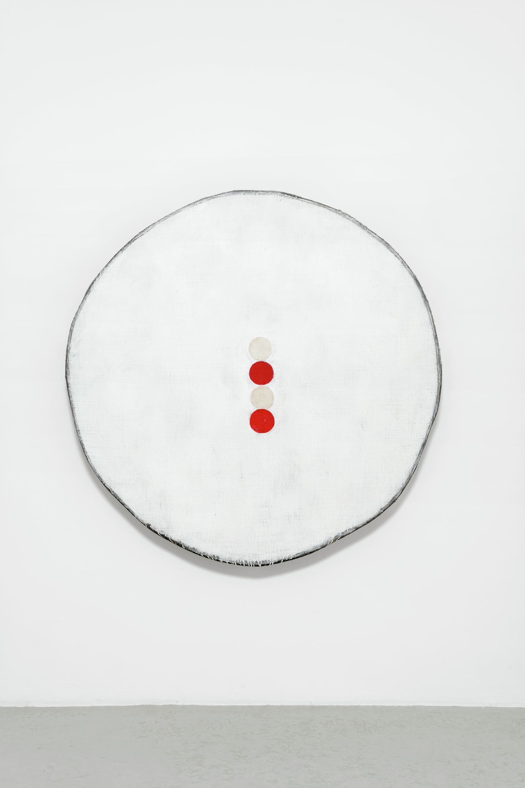 White with Two Ivory Circles and Two Red Circles